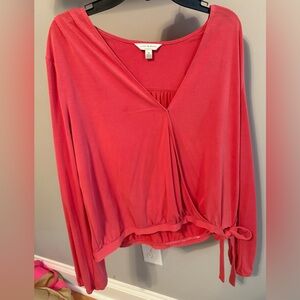 Lucky Brand Women's Red Wrap Blouse